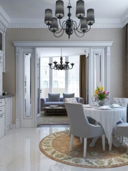 Luxury kitchen dining neoclassic style, 3d images